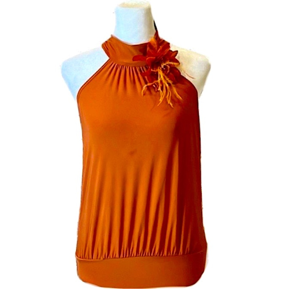 Oops Orange Mock Neck Halter Top, Women’s Size Medium.